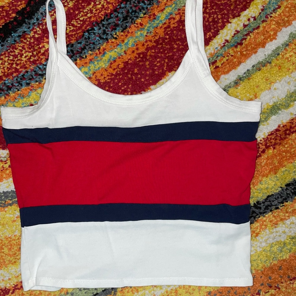 Red, White, And Blue Striped Tank Top🤍